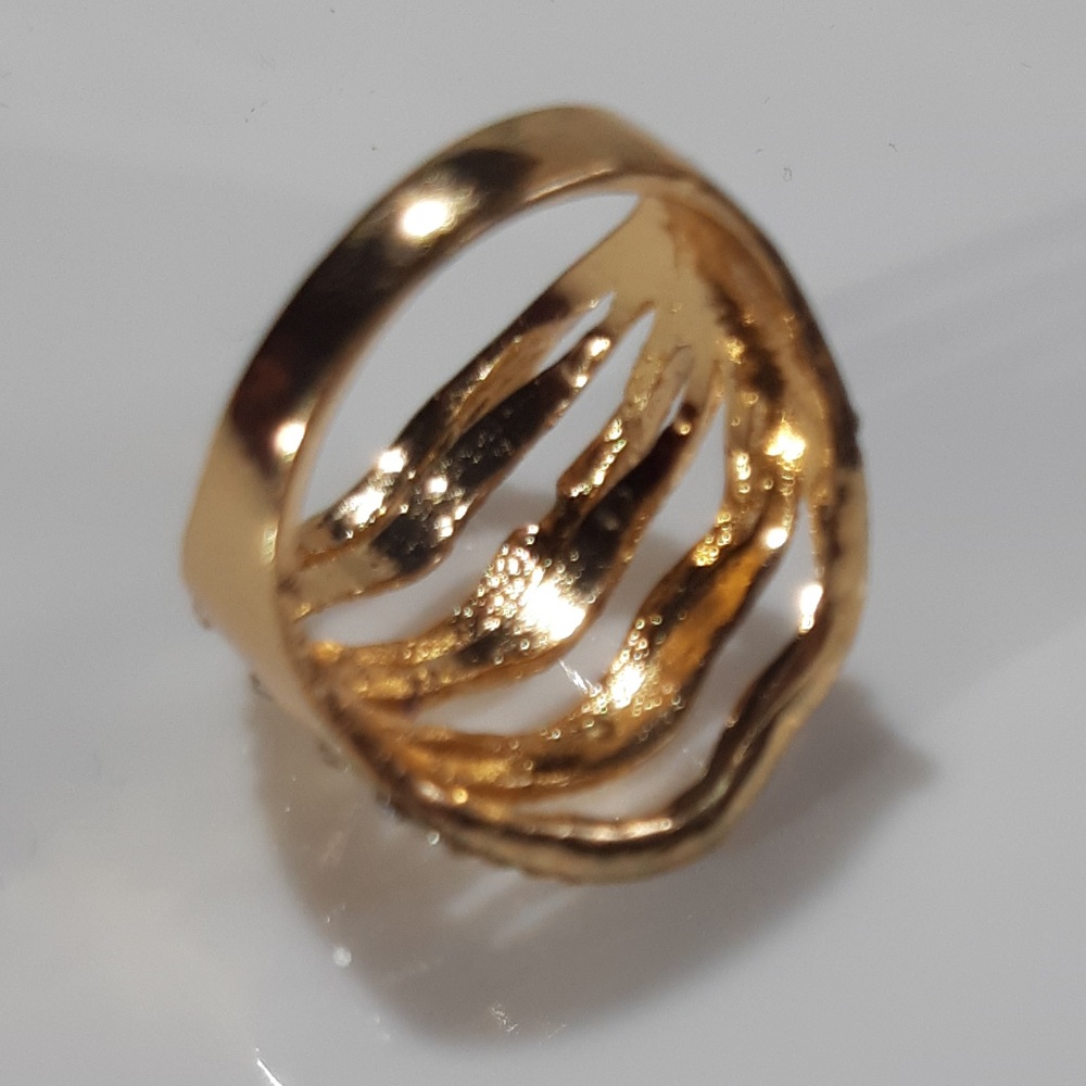 NEW Multi Band Gold Plated Layered Ring with CZ - Picture 3 of 7